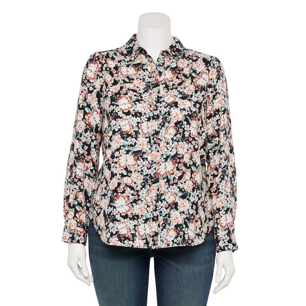 🆕 LAUREN CONRAD Floral Blouse Size M